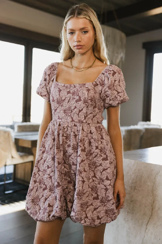 Aisling Bubble Mini Dress in Mauve Trendy A-Line Mini Dress