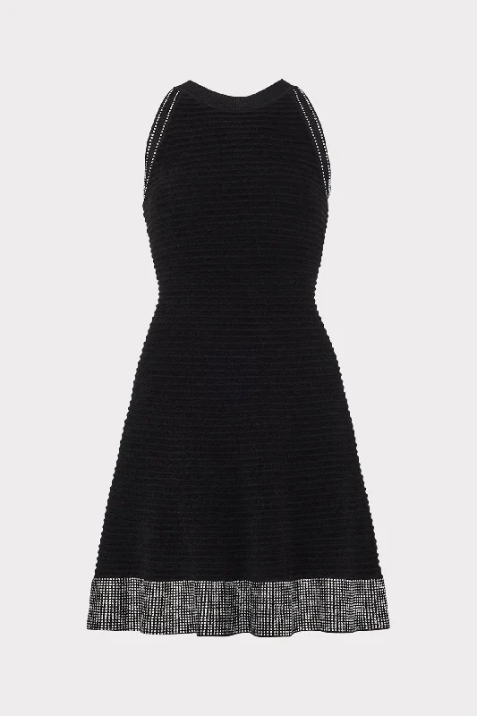 Crystal Trim Knit Mini Dress Cozy Ruched Mini Dress