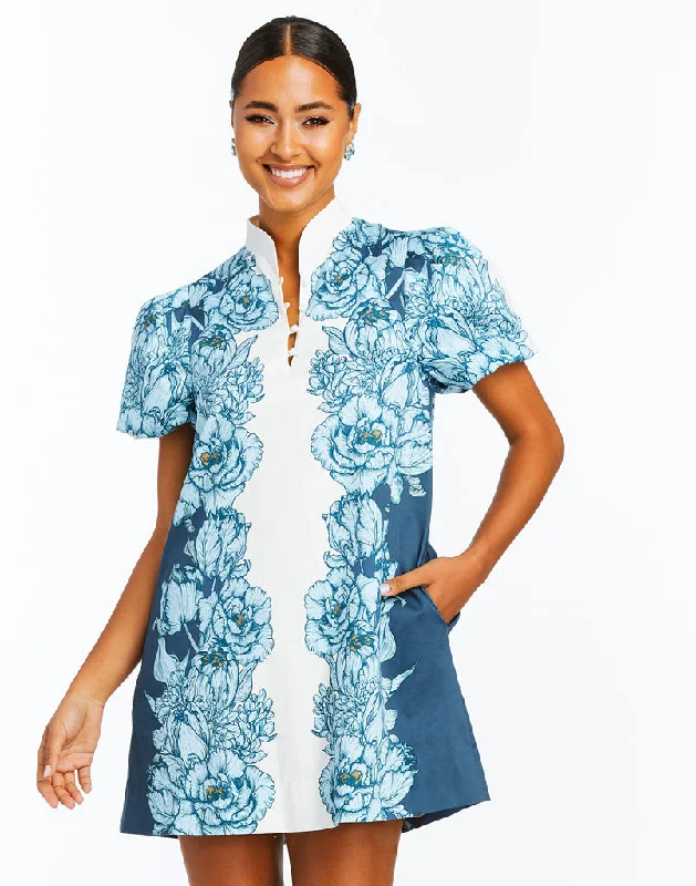 Elliana Printed Barong Mini Dress Elegant Mini Dress with Pleats