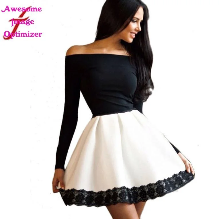 Sexy Autumn Women Dress Black  Solid Off Shoulder Slim Casual Long Sleeve Evening Party Short A-Line Mini Dress for Ladies Elegant Sequin Mini Dress