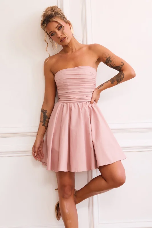 Sugar Crush Mini Dress - Blush Elegant Satin Mini Dress