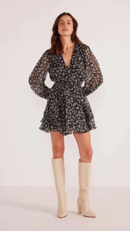 Taylee Long Sleeve Mini Dress Elegant Velvet Mini Dress