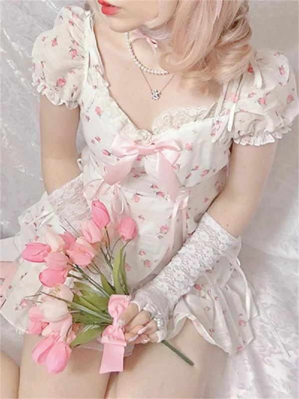 Lolita Ruffle Floral Dress Women Rose Print Sundress E-girl Elegant Korean Fashion Fairy Mini Dress Mori Girl Flower Y2k Robe BF Comfortable Linen Mini Dress Lolita Ruffle Floral Dress Women Rose Print Sundress E-girl Elegant Korean Fashion Fairy Mini Dress Mori Girl Flower Y2k Robe BF Comfortable Linen Mini Dress