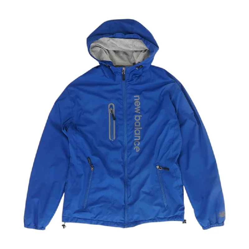 Blue Solid Rain Jacket Zip Front Button Front Snap Front