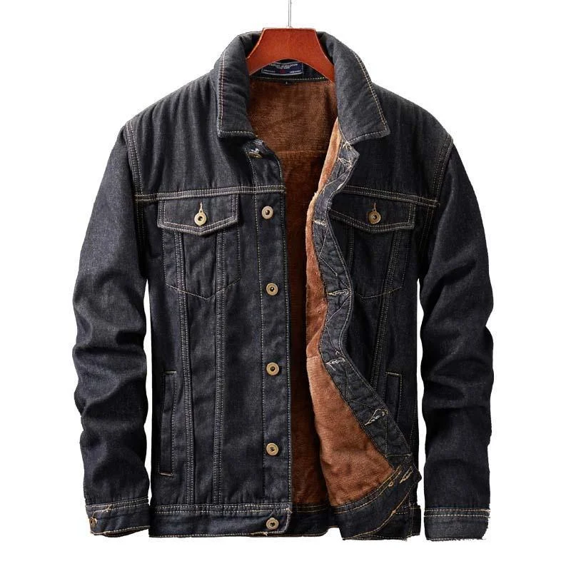 Paulo Men's Fleece Denim Jean Jacket Anorak Shell Jacket Lightweight Jacket