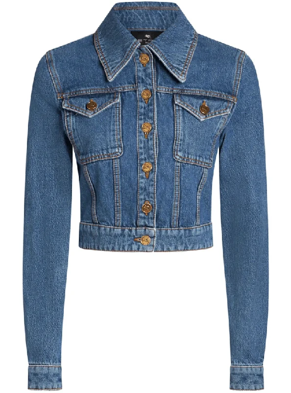 Pegaso-embroidered denim jacket Jersey Jacket Tulle Jacket Batik Jacket