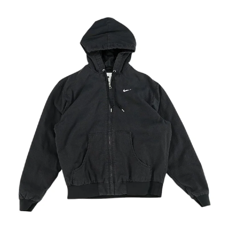 Black Solid Jacket Front Pockets Side Pockets Patch Pockets