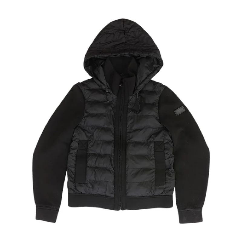 Black Solid Puffer Jacket Fleece Jacket Down Jacket Parka