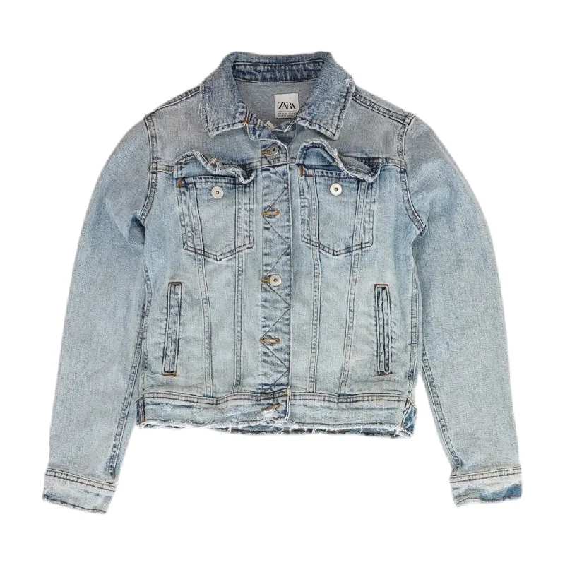 Blue Solid Denim Jacket Knit Jacket Woven Jacket Fleece Jacket