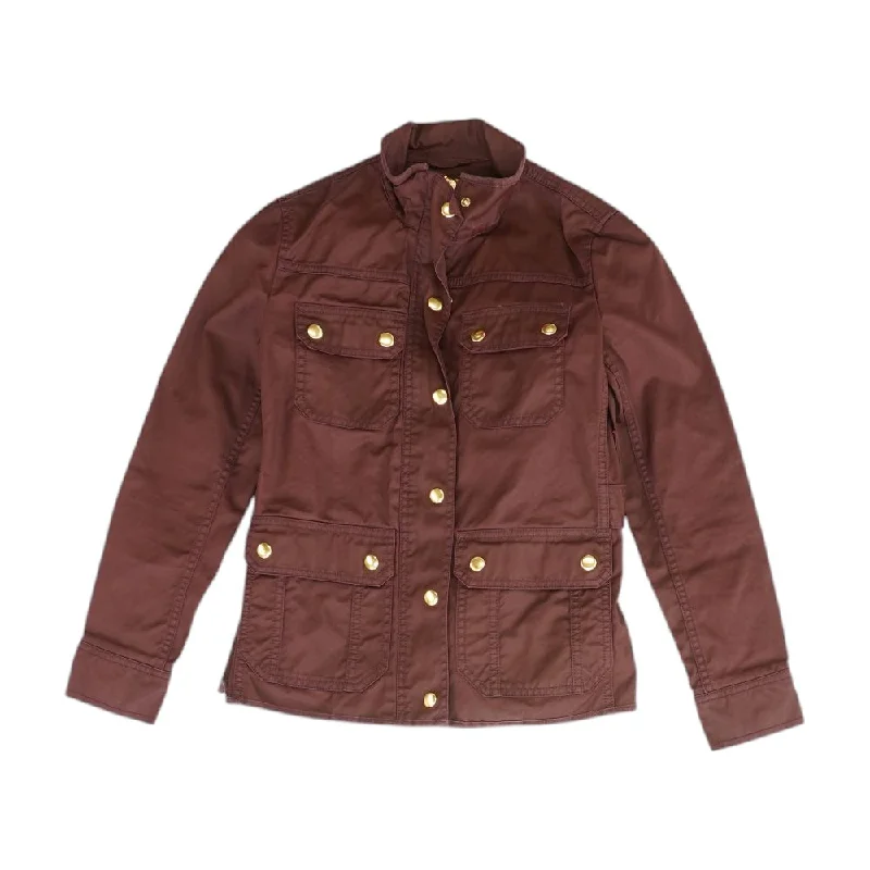 Burgundy Solid Jacket Tailored Jacket Straight Jacket A-Line Jacket