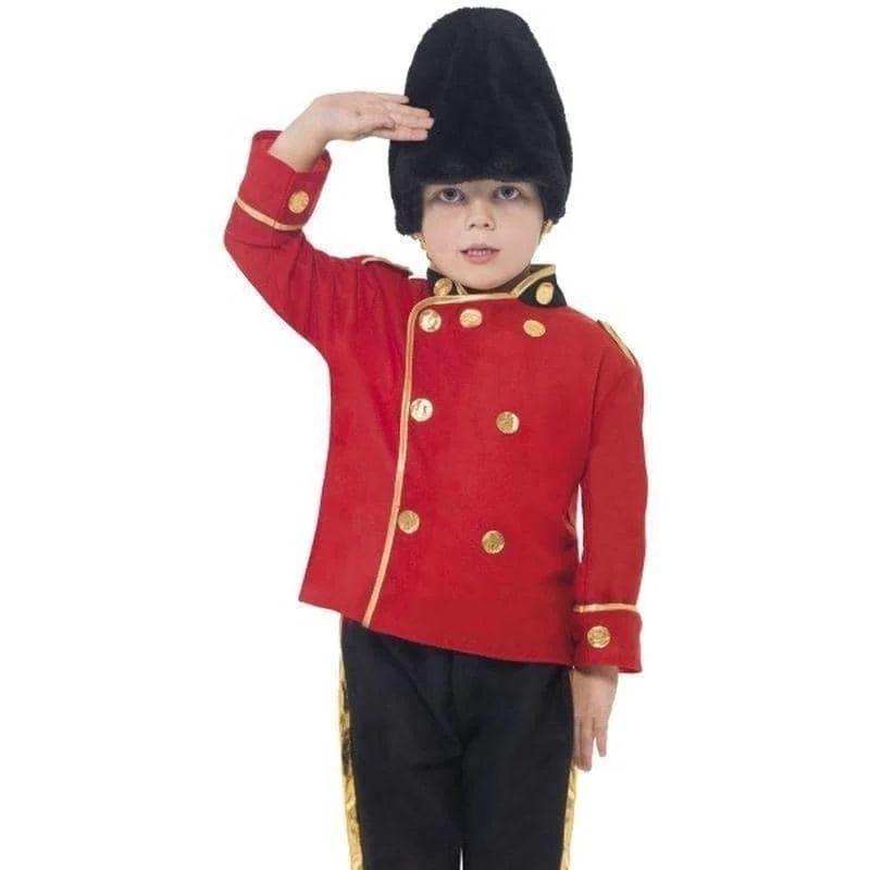 Busby Guard Costume Kids Red Jacket Hat Snapped Jacket Toggled Jacket Drawstring Jacket