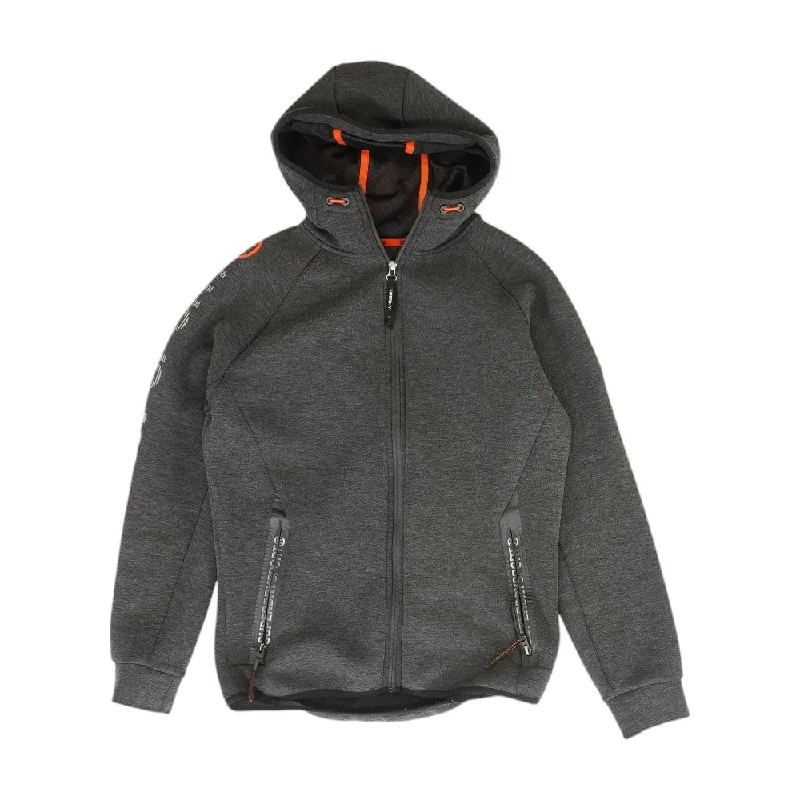 Charcoal Solid Active Jacket Toggled Jacket Drawstring Jacket Belted Jacket