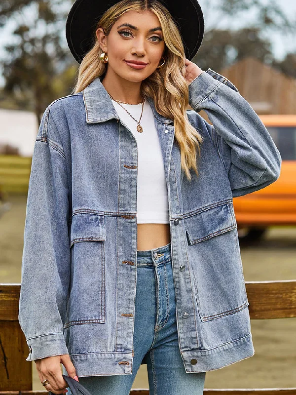 Dropped Shoulder Denim Jacket Fitted Jacket Loose Jacket Oversized Jacket