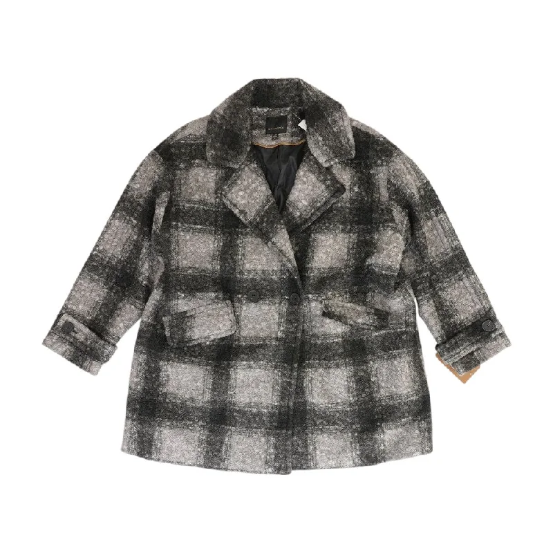 Gray Plaid Peacoat Jacket Faux Fur Jacket Real Fur Jacket Shearling Jacket