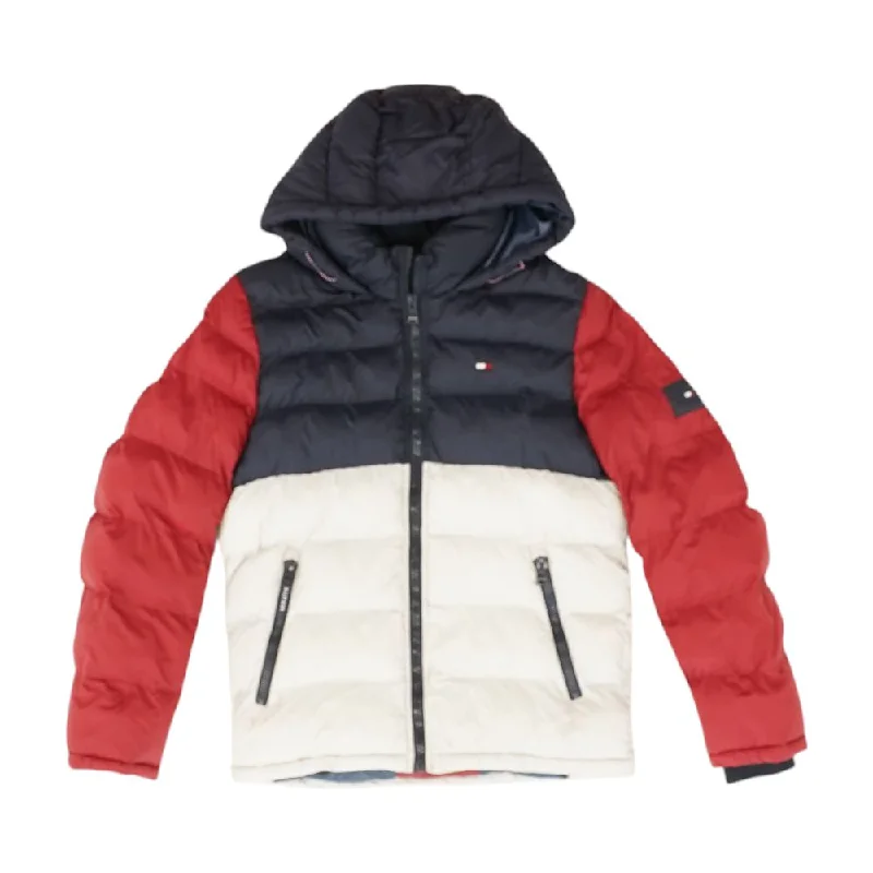 Navy Color Block Puffer Jacket Fleece Jacket Down Jacket Feather Jacket