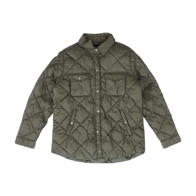 Olive Solid Puffer Jacket Denim Jacket Leather Jacket Suede Jacket