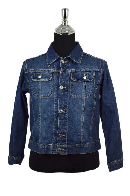 Diesel Brand Denim Jacket Notch Collar Peter Pan Collar Cowl Neck