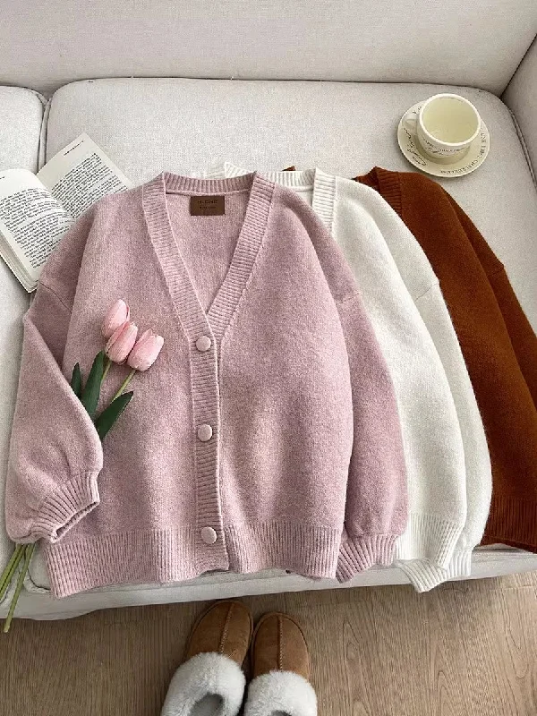 Sweet solid color V-neck knitted cardigan jacket     S4758 Wool Jacket Cashmere Jacket Tweed Jacket