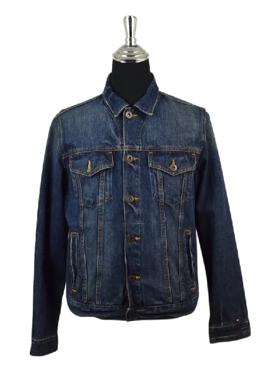 Tommy Hilfiger Brand Denim Jacket Notch Collar Jacket Peter Pan Collar Jacket Cowl Neck Jacket