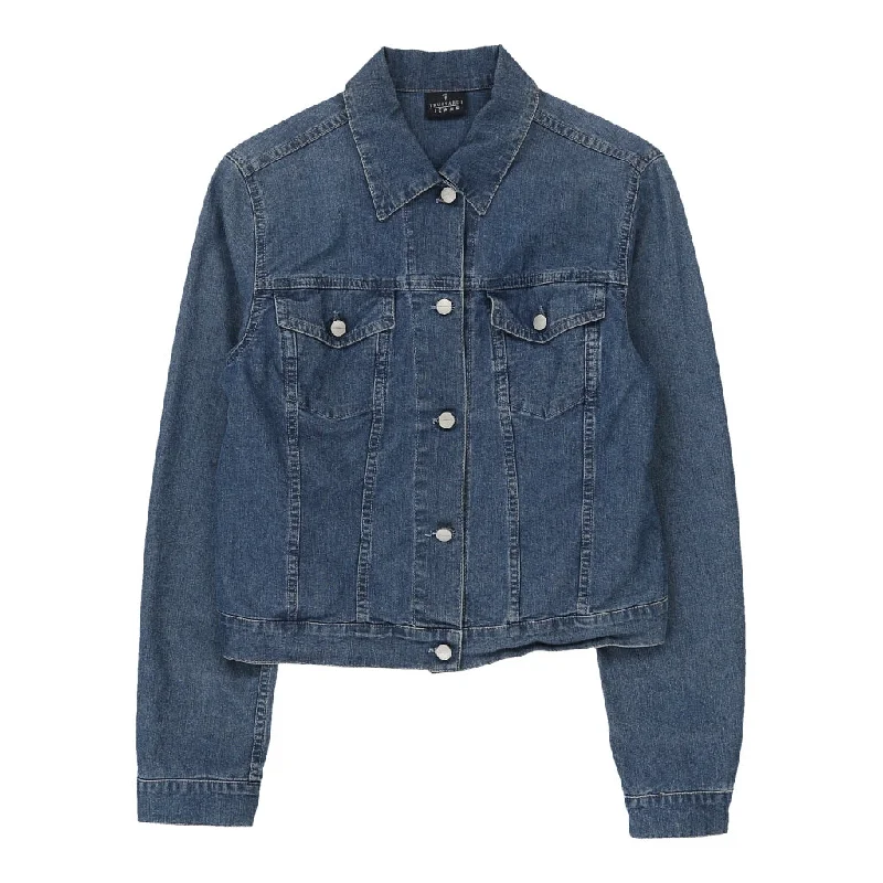 Trussardi Denim Jacket - Medium Blue Cotton Belted Jacket Elasticated Jacket Padded Jacket