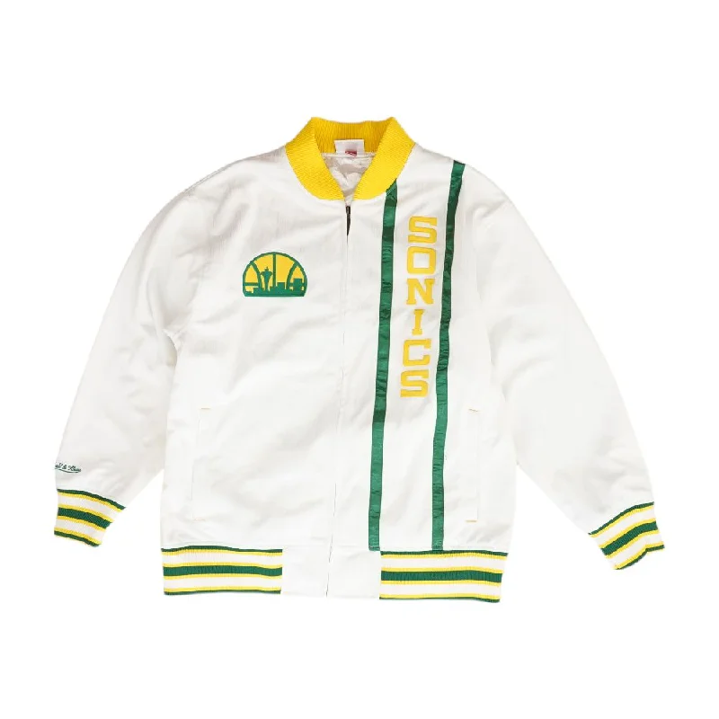 White Solid Seattle Supersonics Varsity Jacket Anorak Shell Jacket Lightweight Jacket