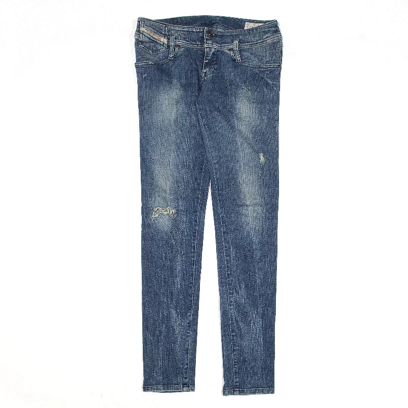 DIESEL Matic Distressed Jeans Blue Denim Slim Tapered Womens W28 L32 Stylish High-Waist Jeans