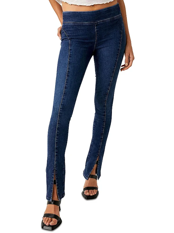 Double Dutch Womens Denim Pull on Skinny Jeans Chic Ripped Jeans