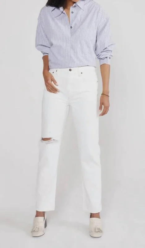 Finn Slim Straight Jean In White Casual Bootcut Ripped Jeans