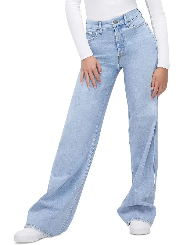 GOOD SKATE Womens High Rise Denim Wide Leg Jeans Cozy Relaxed Fit Denim Jeans