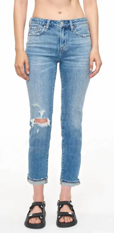 Jessie Everyday Slim Straight Jeans In Harbor Distressed Chic Double Waistband Jeans