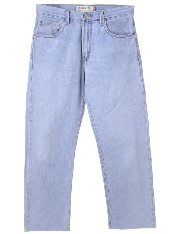 Label Light Wash Cropped Jeans Stylish Stone-Wash Denim Jeans