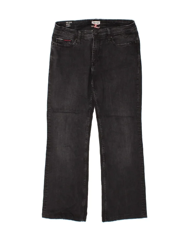 TOMMY HILFIGER Womens Mid Rise Bootcut Jeans W29 L27  Black Cotton Stylish Stone-Wash Denim Jeans