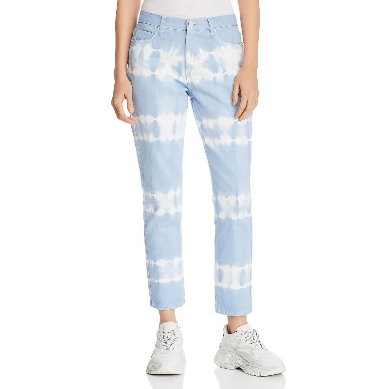 Womens Tie-Dye High Rise Straight Leg Jeans Stylish High-Waisted Denim