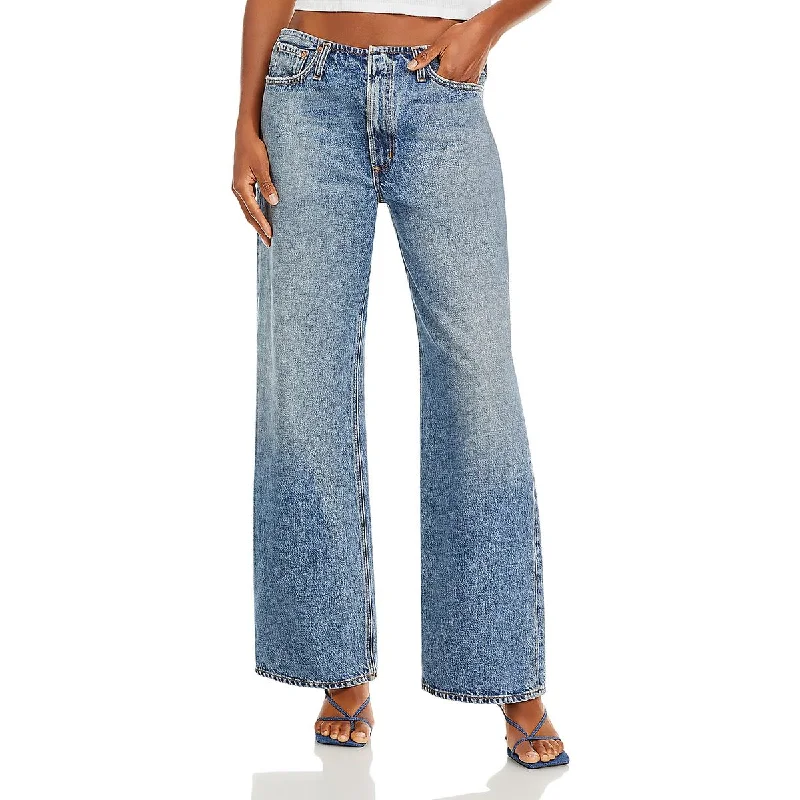 Womens Wide Leg Mid Rise Wide Leg Jeans Elegant Wide-Leg Jeans