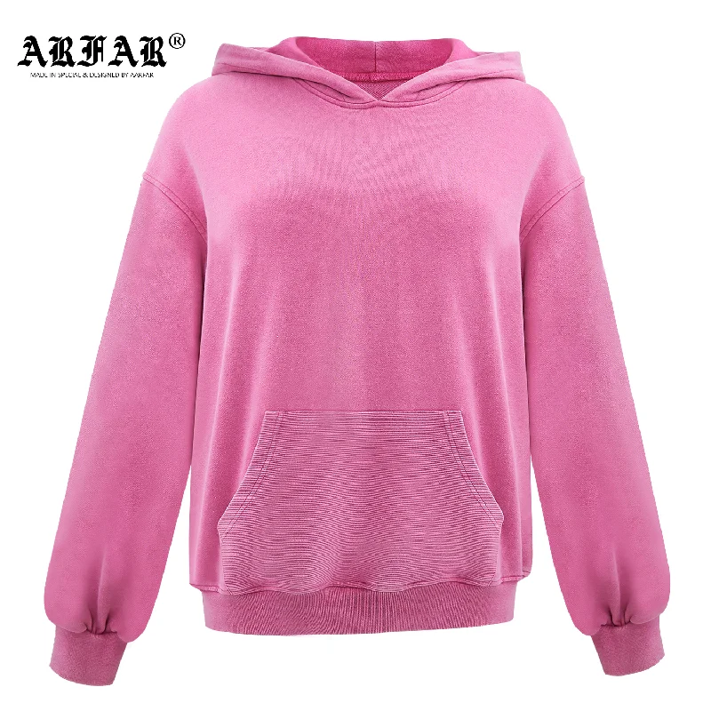 100% Cotton Acid Washed Hooded Sweater Iron Safe Non-Iron Wrinkle Free