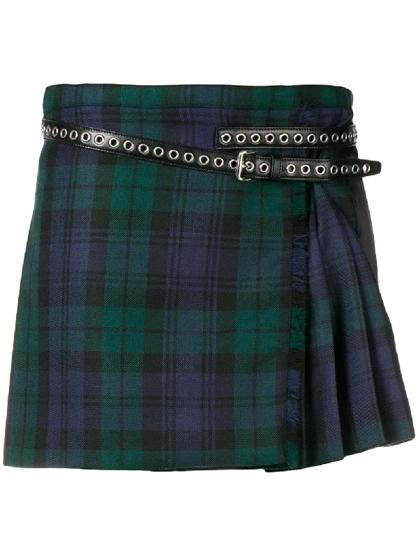 pleated plaid mini skirt silk skirt luxurious