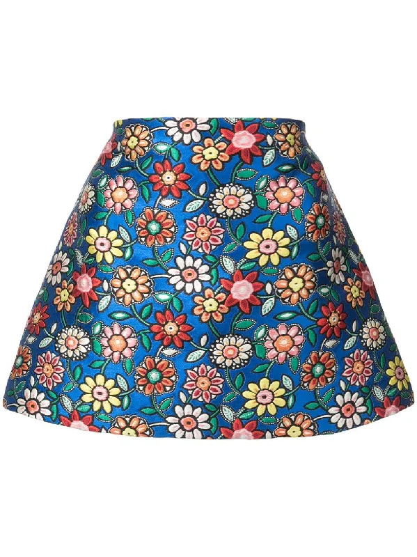 floral embroidery short skirt floral skirt print