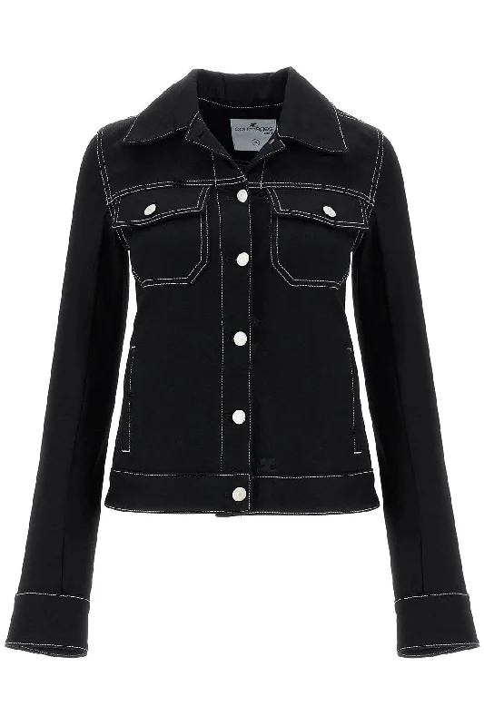Denim Trucker Jacket For  - Black Appliqued Jacket Beaded Jacket Sequined Jacket