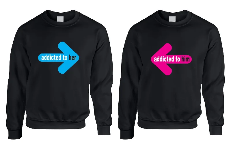 Addicted to her Addicted to him Valentine day Sweaters Couple Oversized Loose Flowy