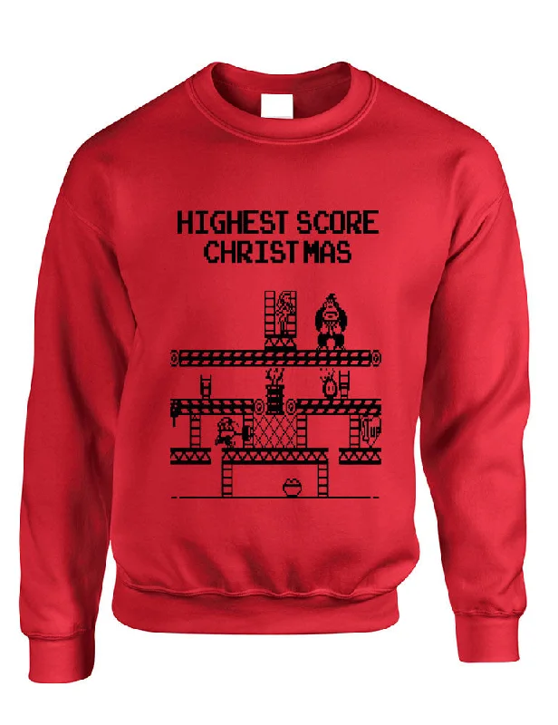 Adult Crewneck Highest Score Christmas Ugly Sweater Holiday Top Elegant Classic Vintage