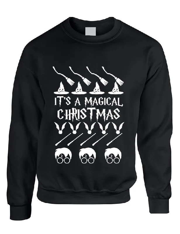 Adult Crewneck It's A Magical Christmas Ugly Sweater Cool Gift Spandex Rayon Corduroy