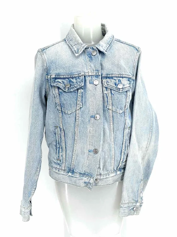All Saints Trucker Women's Light Blue Distressed Size S Jacket Print Jacket Jacquard Jacket Patchwork Jacket All Saints Trucker Women's Light Blue Distressed Size S Jacket Print Jacket Jacquard Jacket Patchwork Jacket