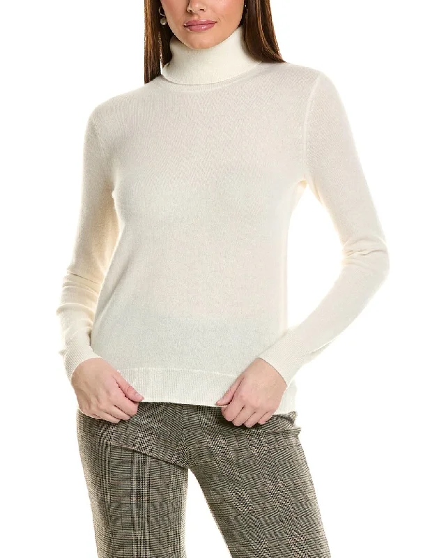 Amicale Cashmere Basic Turtleneck Cashmere Sweater Chenille Brocade Lace