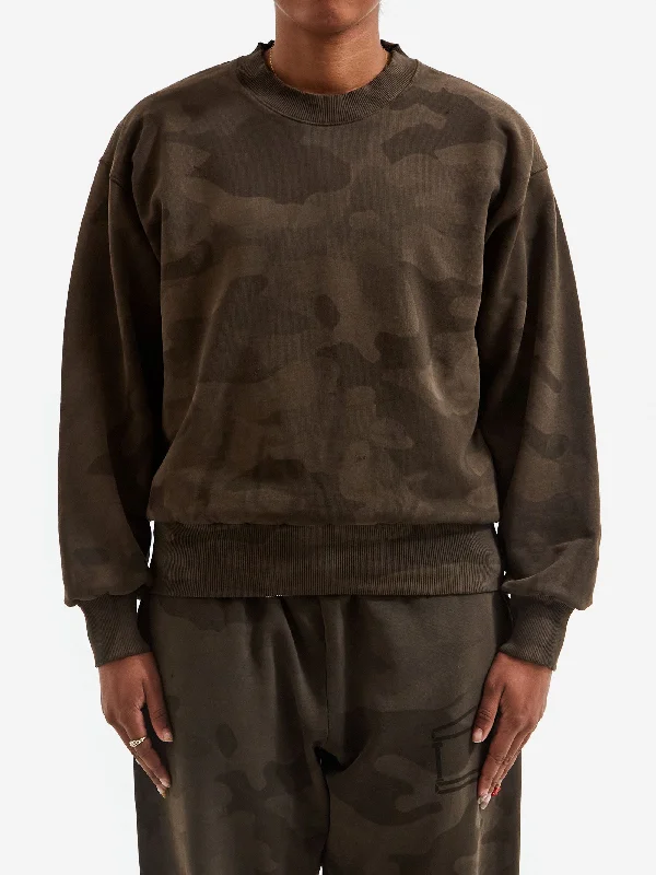 Aries Aged Camo Sweater - Dark Olive Long Sweater Short Sweater Cropped Sweater