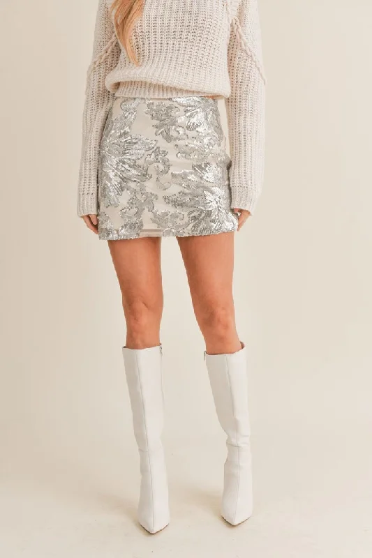 Sage the Label Aura Sequin Mini Skirt in Champagne low waist skirt