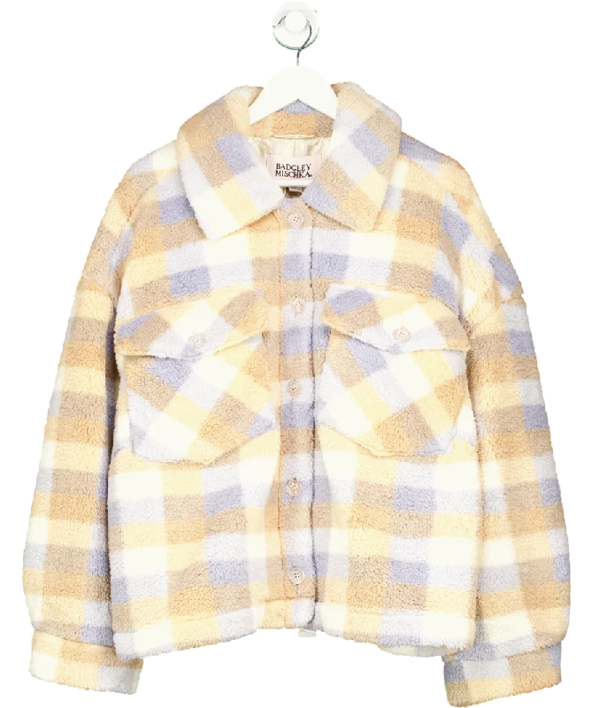 Badgley Mischka Beige Check Super Soft Sherpa Teddy Fleece Jacket UK XXL Print Jacket Jacquard Jacket Embroidered Jacket Badgley Mischka Beige Check Super Soft Sherpa Teddy Fleece Jacket UK XXL Print Jacket Jacquard Jacket Embroidered Jacket