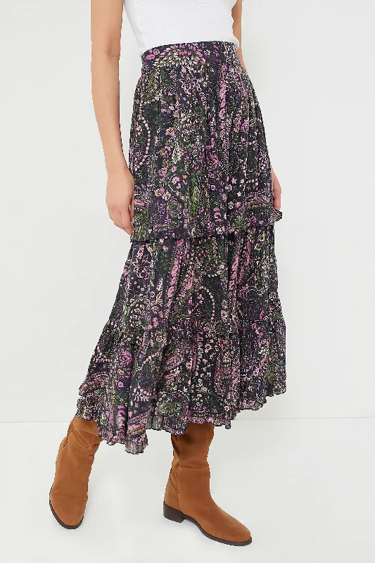 Caymen Paisley Purple Darcy Ankle Skirt lightweight skirt design