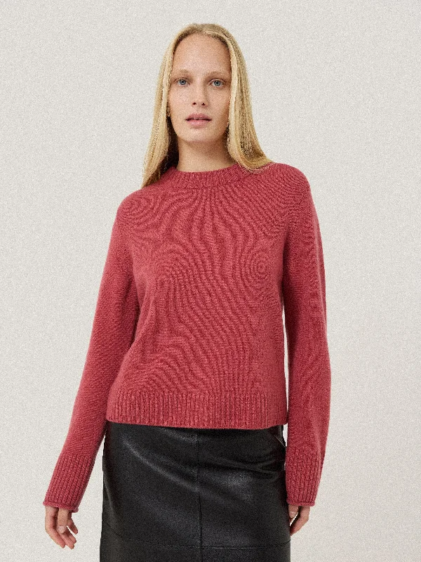 Compact Wool Cashmere Blend Jumper | Deep Rose Faux Fur Fabric Real Fur Fabric Shearling Fabric