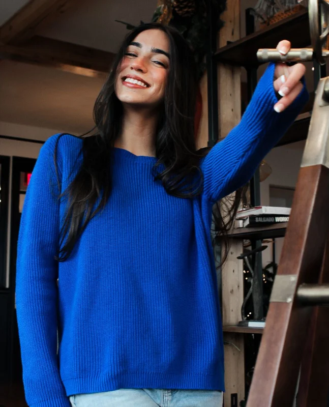 Sweater Crew- Cobalt Blue Stylish Fashionable Trendy