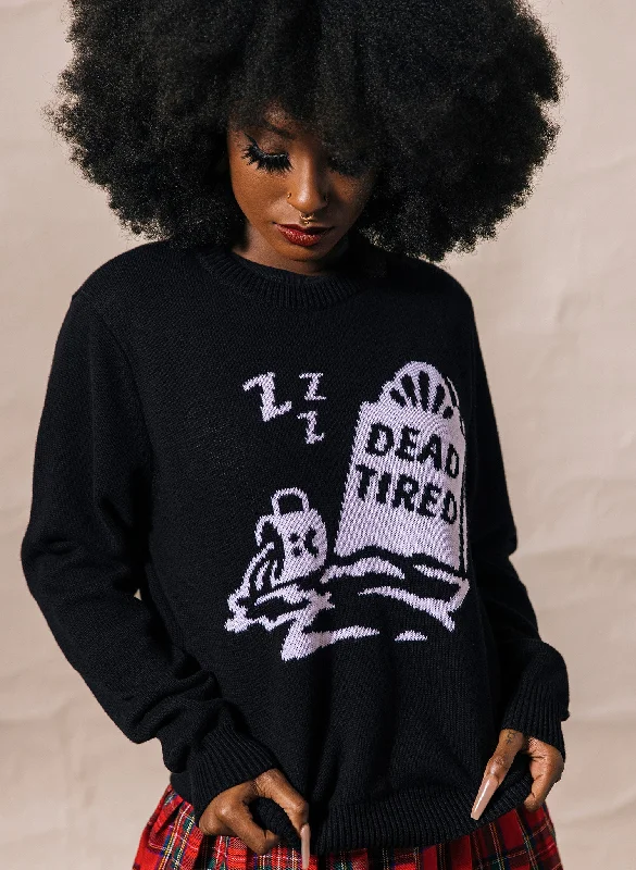 Dead Tired Sweater Cable Knit Ribbed Knit Lace Knit